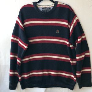 Vtg Tommy Hilfiger Red White Blue Cardigan Sweater Mens Size XL X-Large Stripes